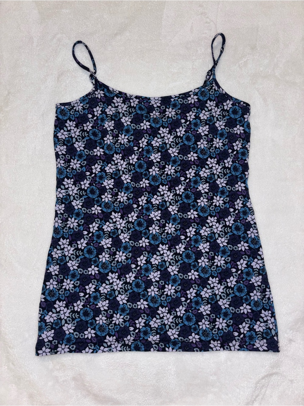 Women’s Loft Blue & white floral cotton & spandex tank top size M